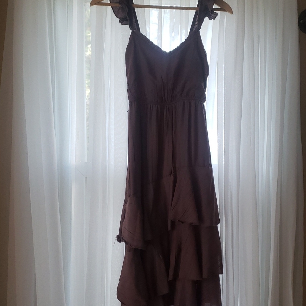 Elegant Brown Ruffle Dress
